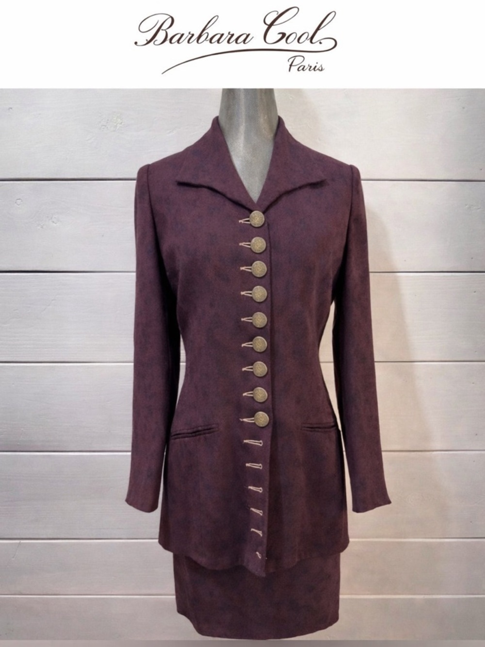 BARBARA COOL – Burgundy Two-Piece Suit Set – Size S